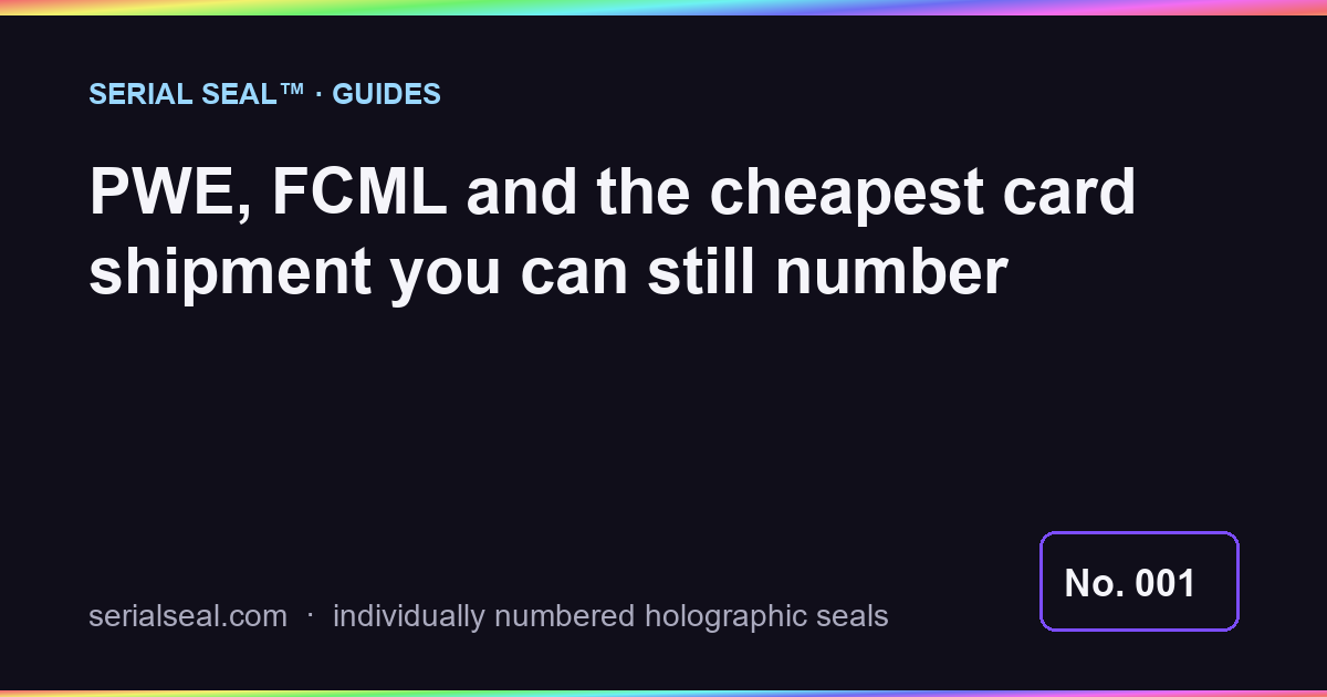PWE, FCML and the cheapest card shipment you can still number